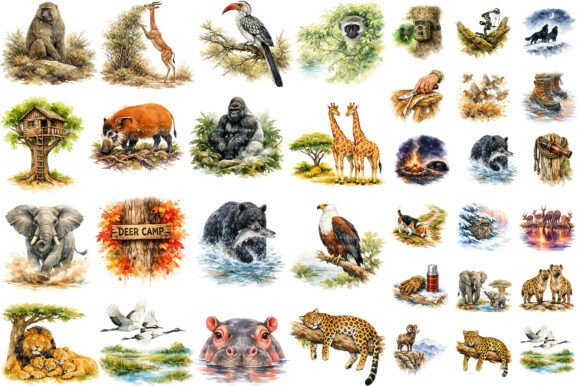 105 Safari Animal Watercolor Sublimation: A Creative Toolkit