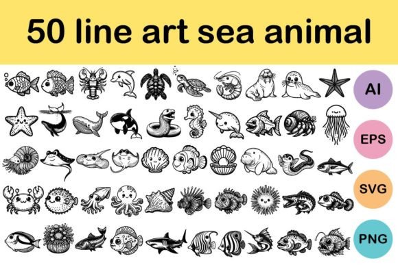 50 Line Art Sea Animal: A Dive into Versatile Design