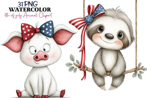 Adorable Patriotic Animals: Your 4th of July Clipart Bundle