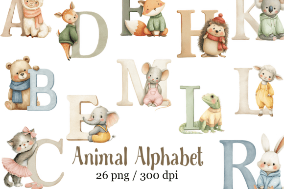 Animal Alphabet Clipart: Educational Set for Creative Projects