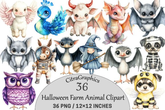 Bring Spooky Farm Charm to Your Projects with Halloween Farm Animal Clipart
