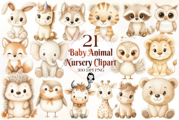 Charming Baby Animal Nursery Sublimation Clipart for Your Projects