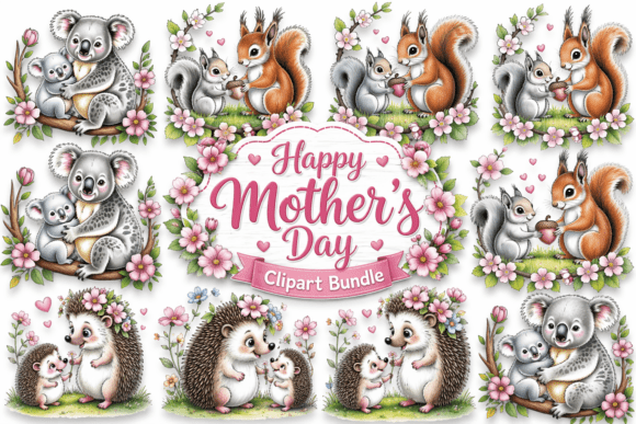 Charming Designs: The Happy Mothers Day Animal Clipart Set
