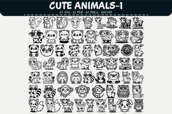 Cute Animal Clipart: 61 Designs for Creative Projects