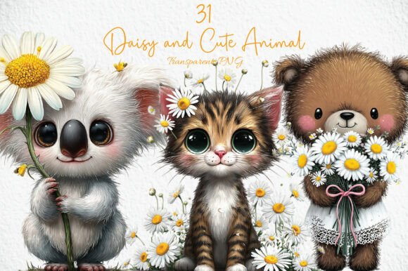 Daisy and Cute Animal Clipart PNG: Your Go-To Whimsical Design Resource