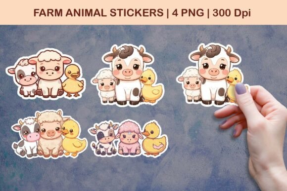 Farm Animal Stickers | Cute Cow Sheep