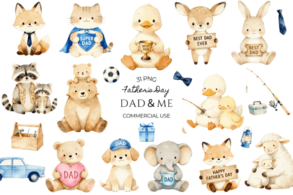 Father's Day Animal Clipart: Dad and Me Designs