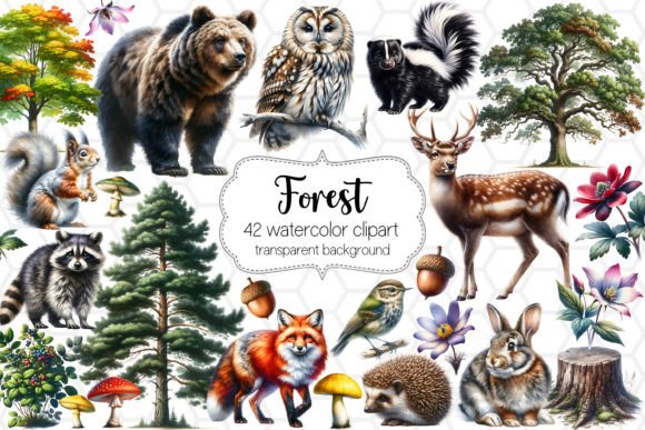 Forest Animal Cliparts: Woodland PNGs for Modern Design