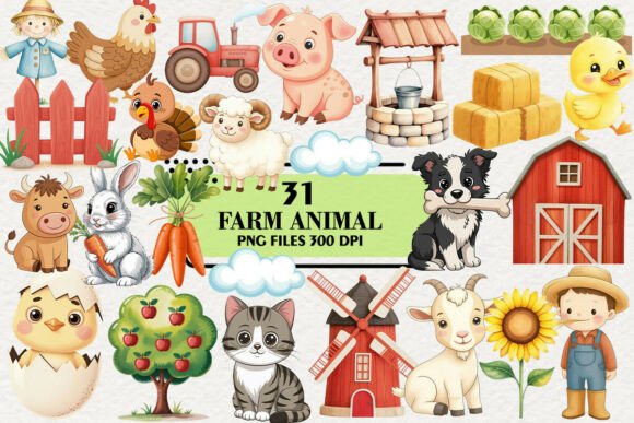 Kawaii Farm Animal Clipart Bundle: Infusing Whimsy Into Design