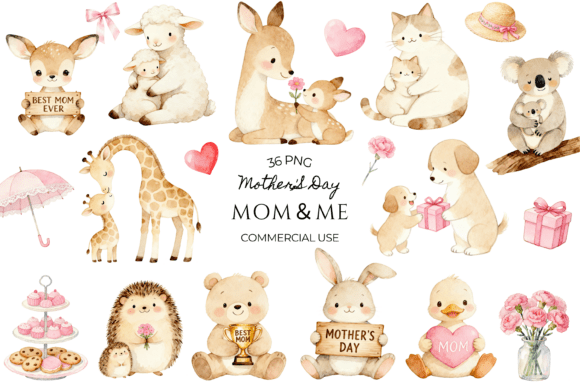 Mother's Day Animal Clipart: Creative Uses for Mom & Me Designs