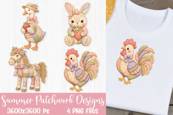 Summer Patchwork Farm Animal Sublimation: A Handmade Feel