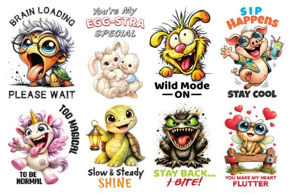 Unlock Instant Charm: Funny Cute Animal Quotes Bundle PNG