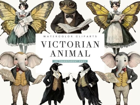 Victorian Whimsical Animal Clipart for Vintage Charm