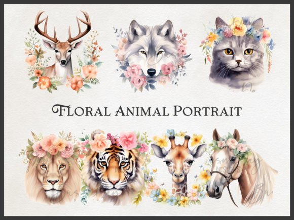Watercolor Animal Portrait Clipart: Instant Artistic Flair