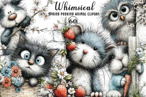 Whimsical Spring Peeking Animal Clipart: Creative Design Guide